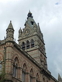 close up of the clock tower and front of chester town hall