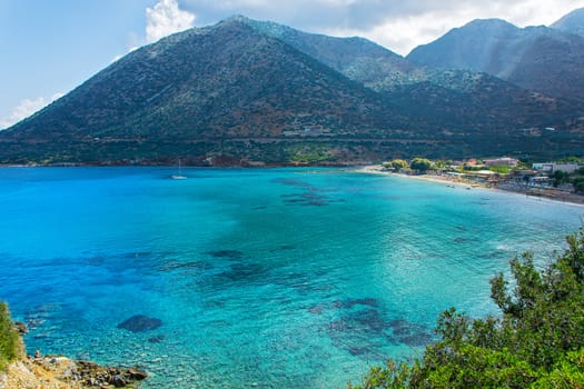Turquoise-blue water beach of Livadi in the village of Bali in Crete
