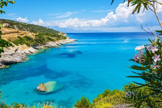 Bay gray-hydrogen sources Higiya beach on Zakynthos island

