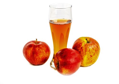 Fresh apples and glass of natural apple juice
