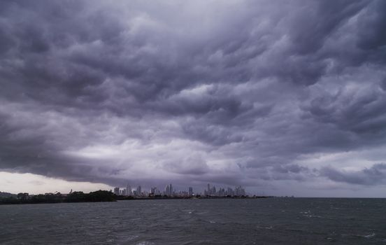 Panama City under a stormy sky