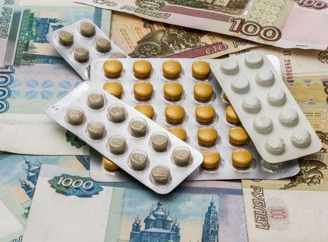 Medical drugs are on the banknotes