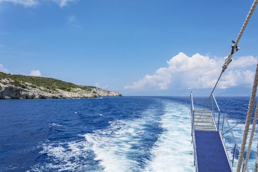 Ship gangway cash followed by a marine vessel