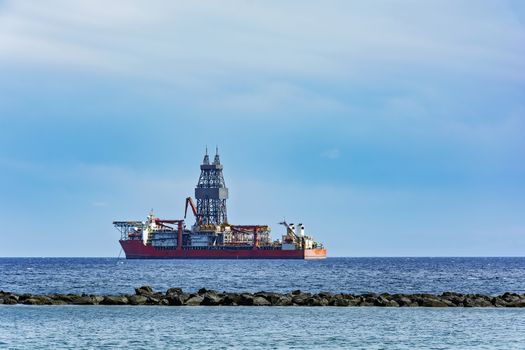 Some oil rig moored ship for unloading