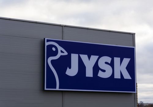 A sign with the name of the store JYSK