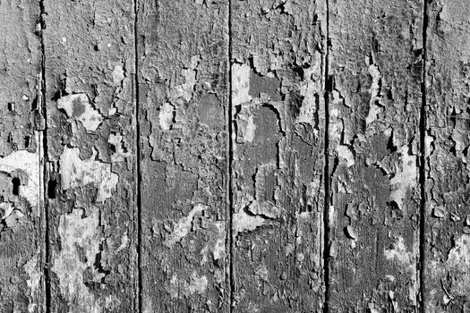 Old weathered distressed wood oak plank boards texture background black and white monochrome stock photo