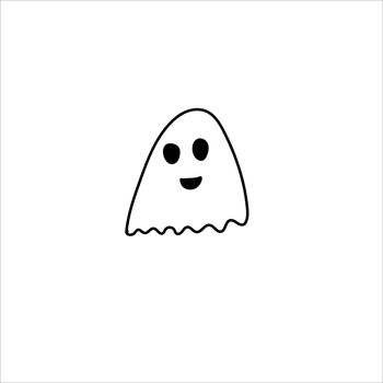 Ghost doodle, cartoon character, , Halloween, isolated illustration on white background coloring