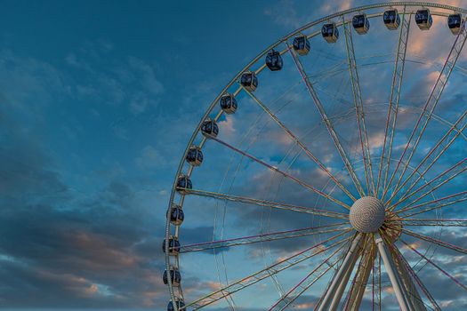 Great Wheel Against Sky Dusk in Puget Sound