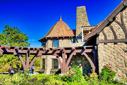 MOULTONBOROUGH, NH - OCTOBER 2015: Tourists visit Castle in the Clouds on a wonderful autumn morning.