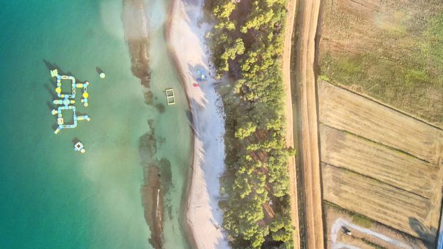 Amazing aerial view of Tuscany coastline in summer season, Italy.