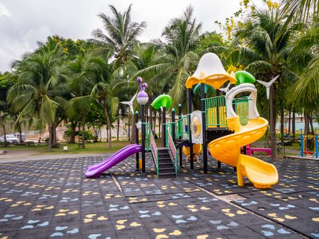 The Colorful playground on yard in the park.