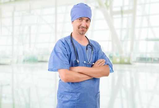 happy male doctor at the hospital