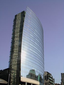 Milan, Italy - 06/22/2020: An amazing caption to the city of Milan in summer days . Large panoramic view with new skyscrapers of Porta Nuova district.