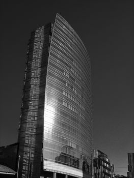 Milan, Italy - 06/22/2020: An amazing caption to the city of Milan in summer days . Large panoramic view with new skyscrapers of Porta Nuova district.