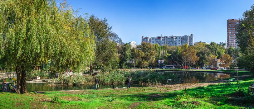 Odessa, Ukraine 10.30.2019. Abandoned Dukovsky park in Odessa, Ukraine, on a sunny autumn day