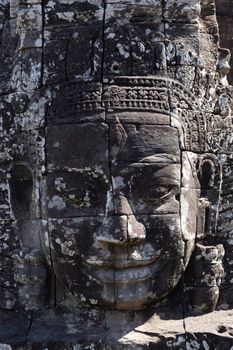 The Bayon is a richly decorated Khmer temple at Angkor in Cambodia. Built in the late 12th or early 13th century. Known for many huge faces said to be of Jayavarman VII. The last great temple to be built at the site it is more a Mahayana Buddhist shrine dedicated to the Buddha than the earlier Hindu shrines. 