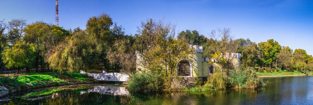 Odessa, Ukraine 10.30.2019. Abandoned Dukovsky park in Odessa, Ukraine, on a sunny autumn day