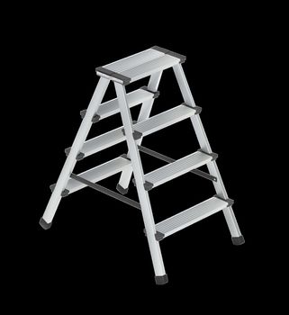 Aluminum ladder on white background