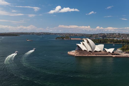 Sydney Harbour, Sydney Australia 25th November 2013 A view of the harbour stretching to the distance with ferries leaving. 