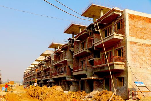 Ahmedabad, Gujrat, India,- March 2020 : Abstract view of an new construction of building in Ahmedabad