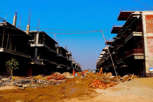 Ahmedabad, Gujrat, India,- March 2020 : Abstract view of an new construction of building in Ahmedabad