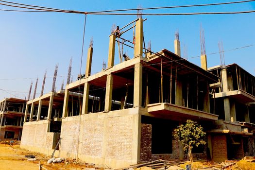 Ahmedabad, Gujrat, India,- March 2020 : Abstract view of an new construction of building in Ahmedabad