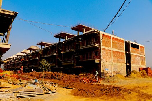 Ahmedabad, Gujrat, India,- March 2020 : Abstract view of an new construction of building in Ahmedabad