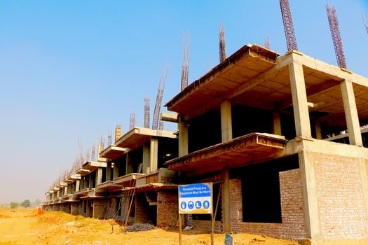 Ahmedabad, Gujrat, India,- March 2020 : Abstract view of an new construction of building in Ahmedabad