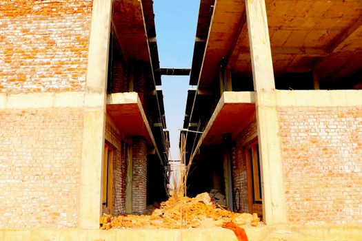 Ahmedabad, Gujrat, India,- March 2020 : Abstract view of an new construction of building in Ahmedabad