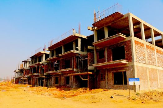 Ahmedabad, Gujrat, India,- March 2020 : Abstract view of an new construction of building in Ahmedabad