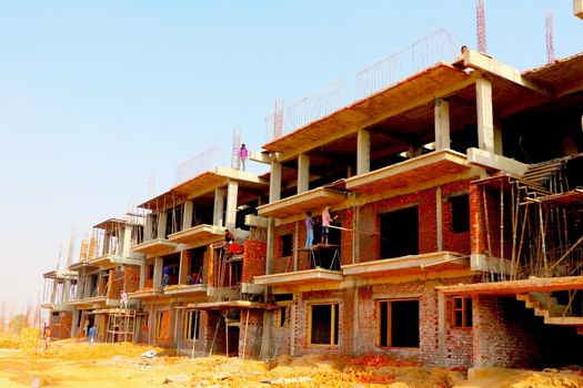 Ahmedabad, Gujrat, India,- March 2020 : Abstract view of an new construction of building in Ahmedabad