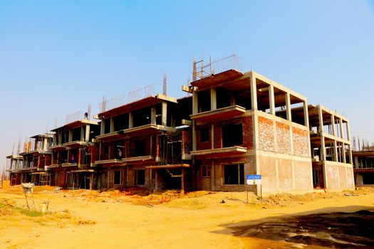 Ahmedabad, Gujrat, India,- March 2020 : Abstract view of an new construction of building in Ahmedabad