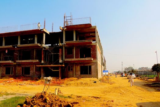 Ahmedabad, Gujrat, India,- March 2020 : Abstract view of an new construction of building in Ahmedabad