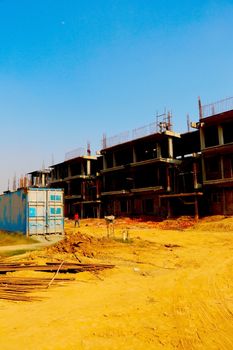 Ahmedabad, Gujrat, India,- March 2020 : Abstract view of an new construction of buildings in Ahmedabad