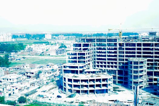 Jaipur, Rajasthan, India,- March 2020 : Labour is working on a new construction of buildings in Jaipur