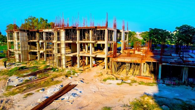 Jhansi, Madhya Pradesh, India,- March 2020 : Abstract View of a new construction of buildings in Jhansi