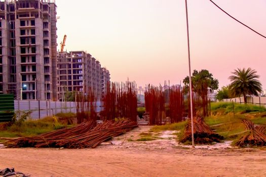 Jhansi, Madhya Pradesh, India,- March 2020 : Abstract View of a new construction of buildings in Jhansi