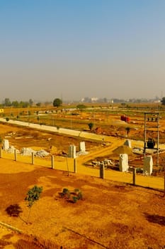 jaipur, Rajasthan, India,- june 2020 : Drone view of a towns in jaipur