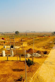 jaipur, Rajasthan, India,- june 2020 : Drone view of a towns in jaipur