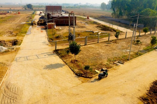 jaipur, Rajasthan, India,- june 2020 : Drone view of a towns in jaipur