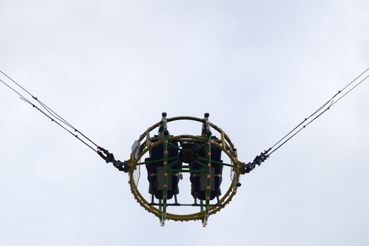 two people on the bungee ride bottom view