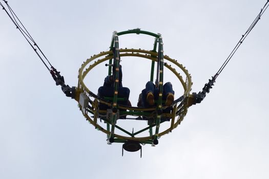 two people on the bungee ride bottom view