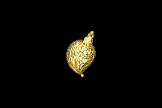 mango shaped gold locked design for catalog on black background