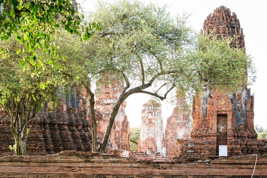 Architecture of the Famous Old Temple in Ayutthaya, Temple in Phra Nakhon Si Ayutthaya Historical Park, Ayutthaya Province, Thailand