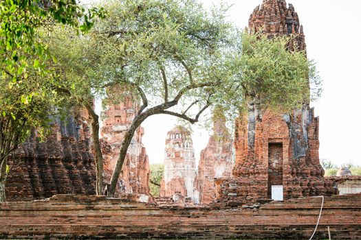 Architecture of the Famous Old Temple in Ayutthaya, Temple in Phra Nakhon Si Ayutthaya Historical Park, Ayutthaya Province, Thailand