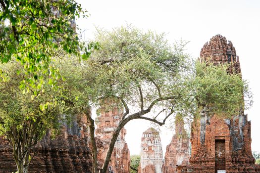 Architecture of the Famous Old Temple in Ayutthaya, Temple in Phra Nakhon Si Ayutthaya Historical Park, Ayutthaya Province, Thailand