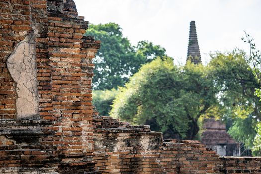 Architecture of the Famous Old Temple in Ayutthaya, Temple in Phra Nakhon Si Ayutthaya Historical Park, Ayutthaya Province, Thailand