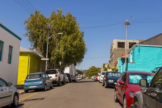 Many colorful houses, Bo Kaap district in Cape Town, South Africa.