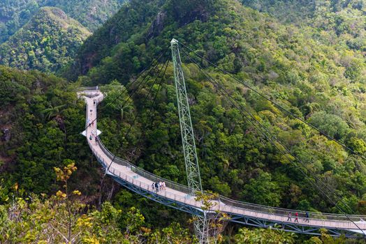 A photo looking down over the famous Langkawi Skybridge