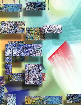 Abstract composition with messy lines rectangles